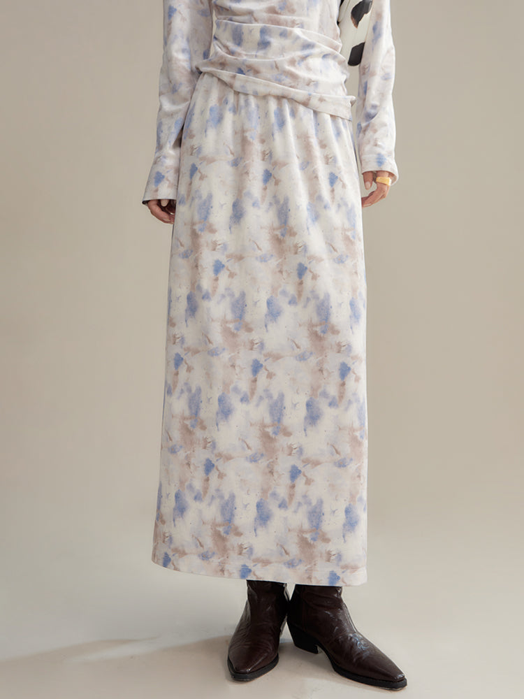 Samt Pale Retro Drape Spring Cutsew & Long-Rocke