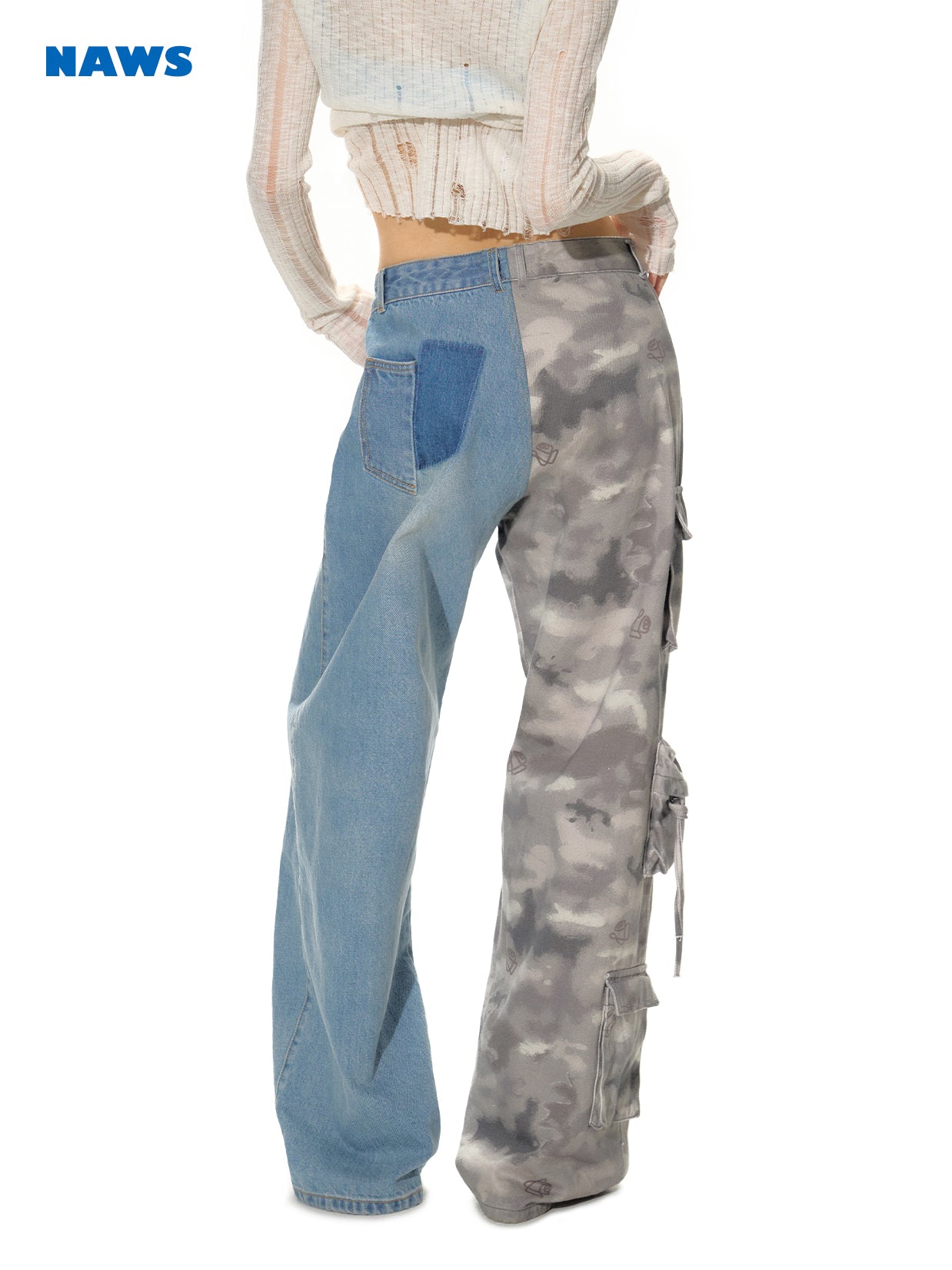 데님 독특한 반 디자인화물-바지 넓은 바지를 혼합하십시오