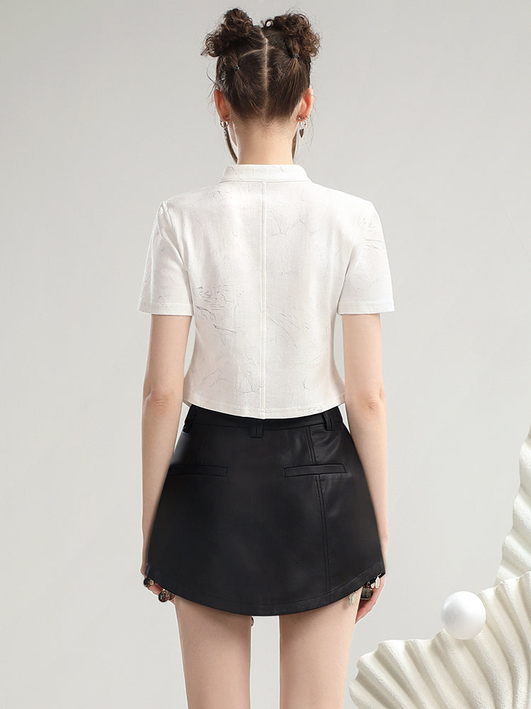 Set-Up Tassel Zip Coin Nichi Tops&Leather-Skirt