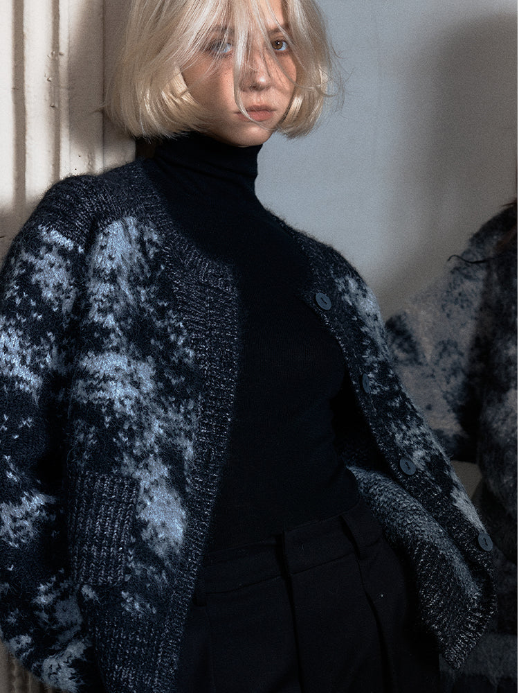 Retro Bi-Color Oversize Strick Cardigan