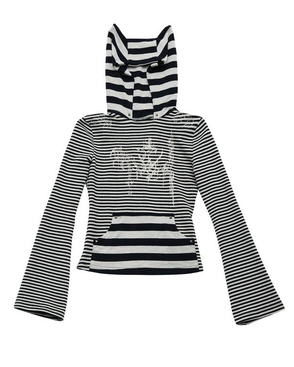 Border Cat-Ear Cute Long-Sleeve Thin Tight Fkare-Sleeve Praka