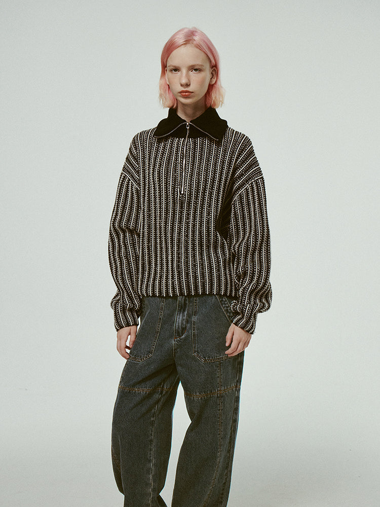 Wool Strupe Casual Big-Collar Oversize Knit