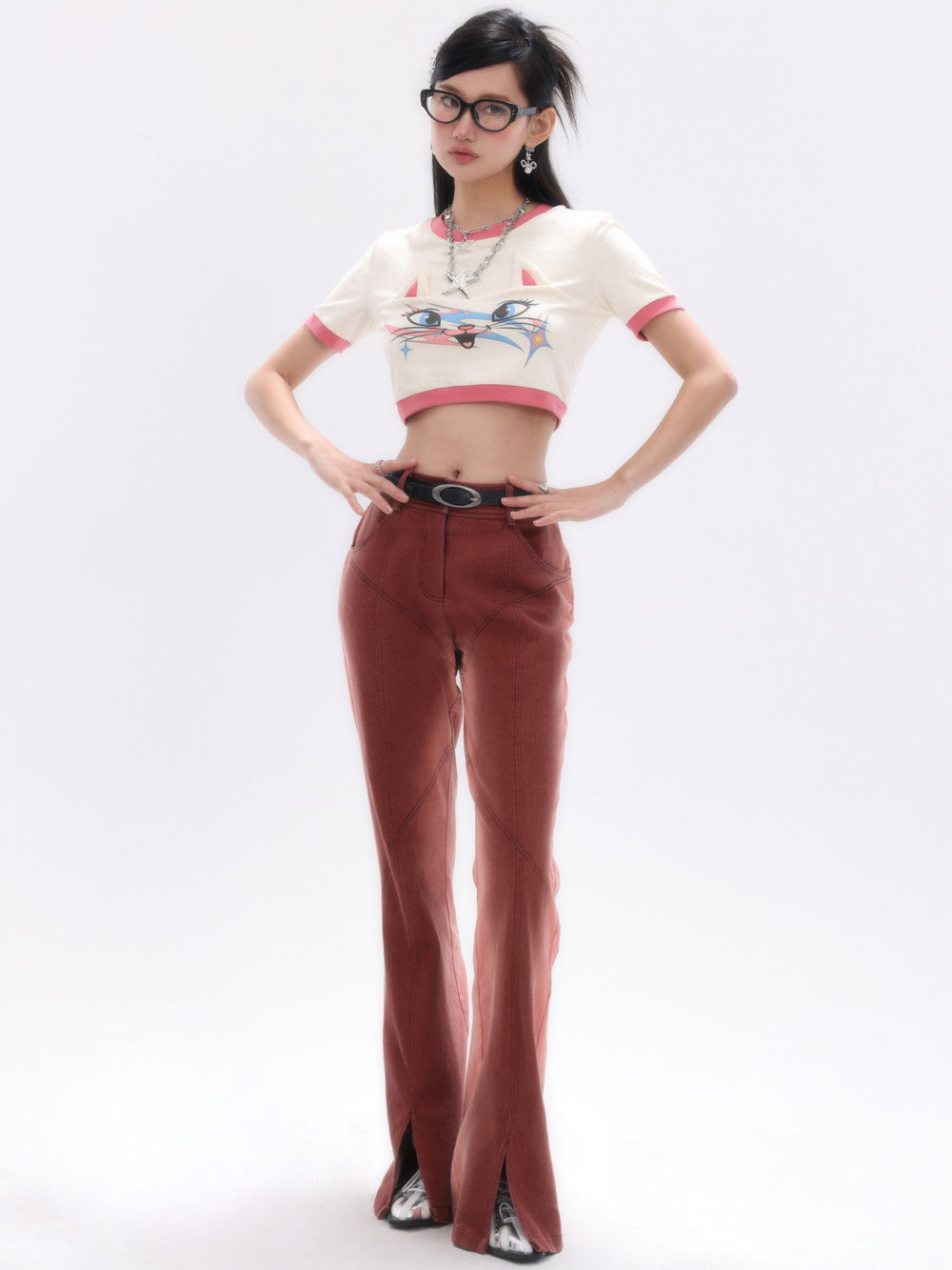 Pantalon de poussière à fente décontractée en denim