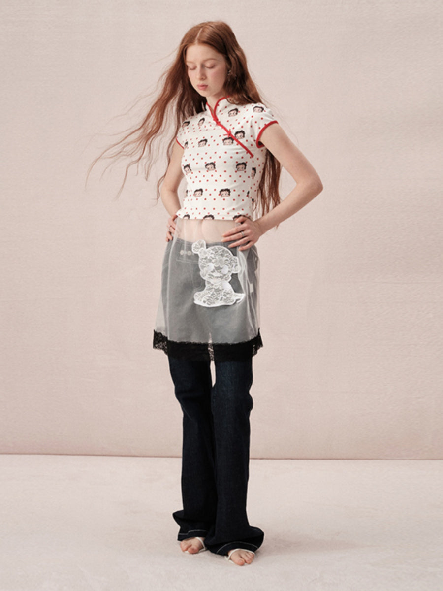 Betty China Fancy Short Half-Sleeve Tops