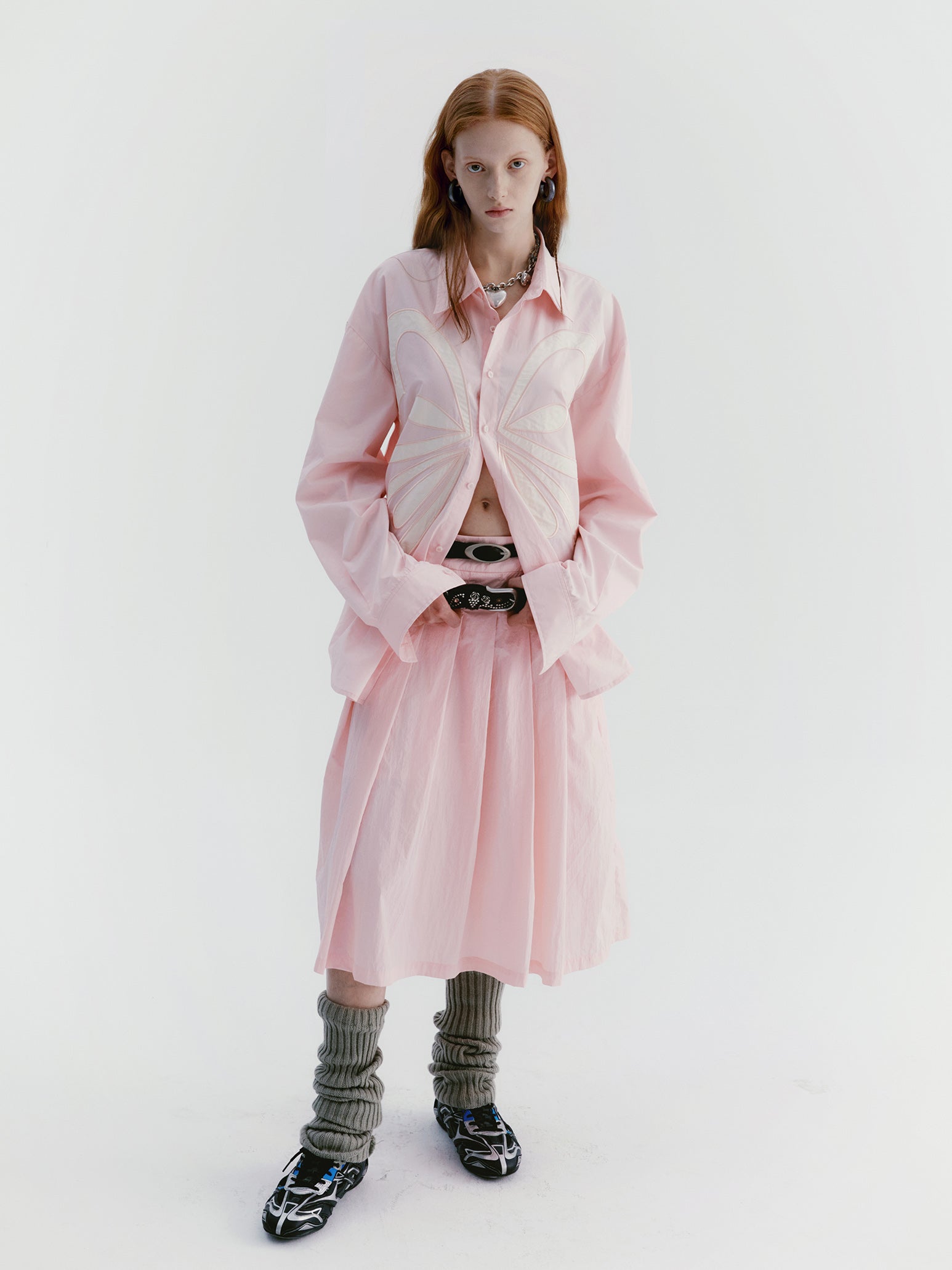 Plis évasé naturel simple skirt long
