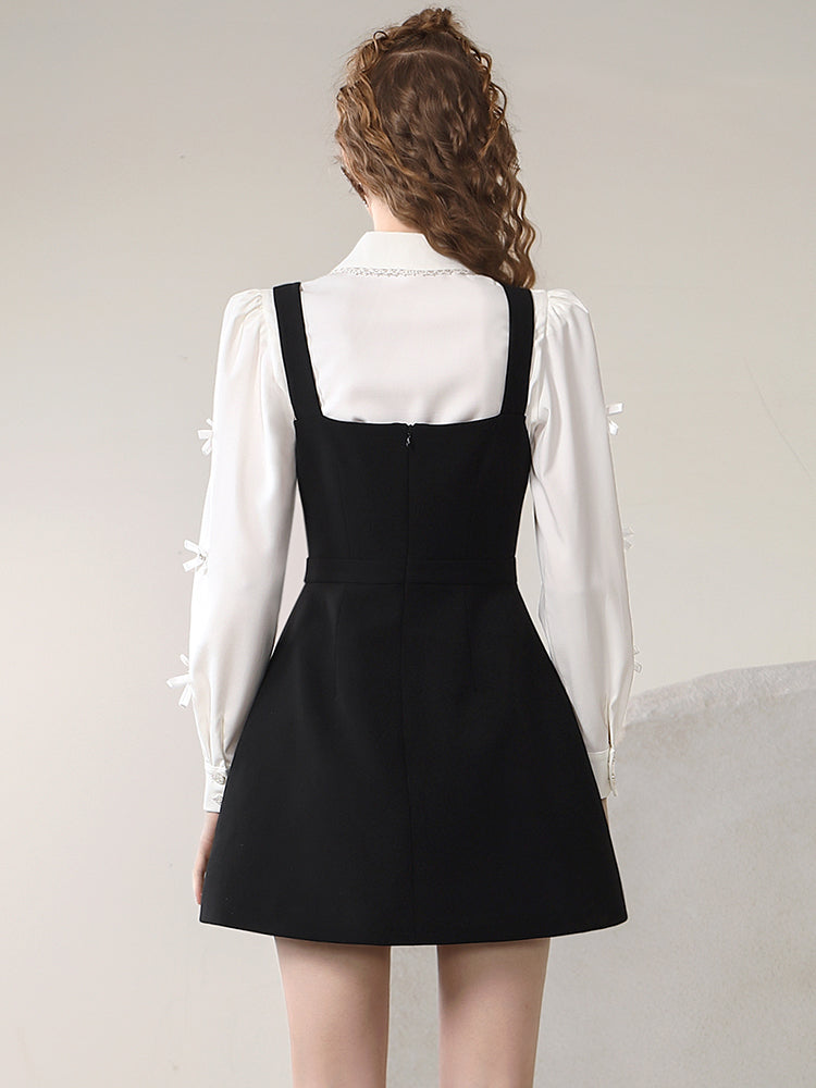 Lace Flare Monotone Tidy Short One-Piece