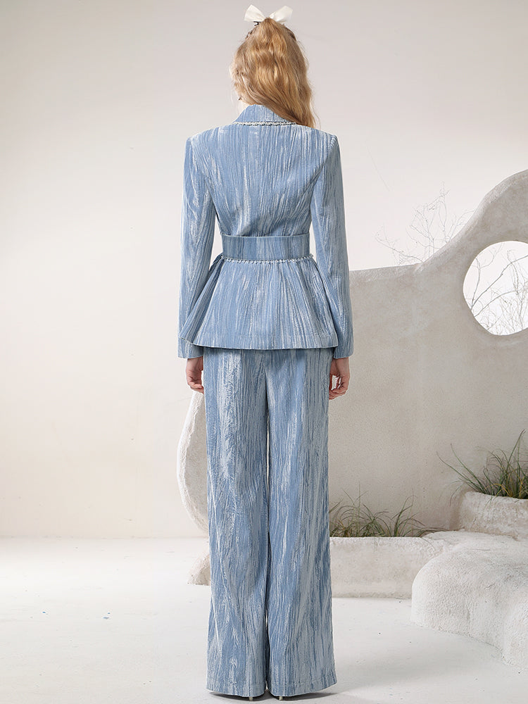 Velvet Suit Luxury Loose Retro Nichi Jacket&Wide-Pants