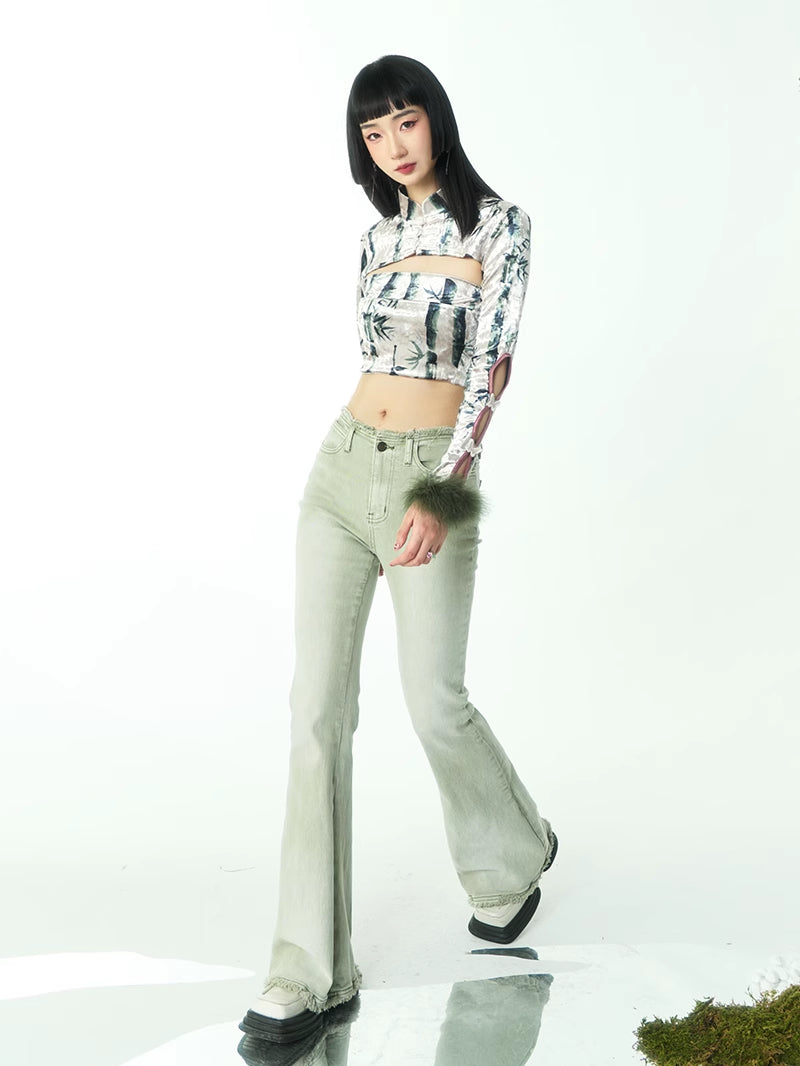 Fur China Embroidery Sleeve-Cut Banboo Nichi Bolero