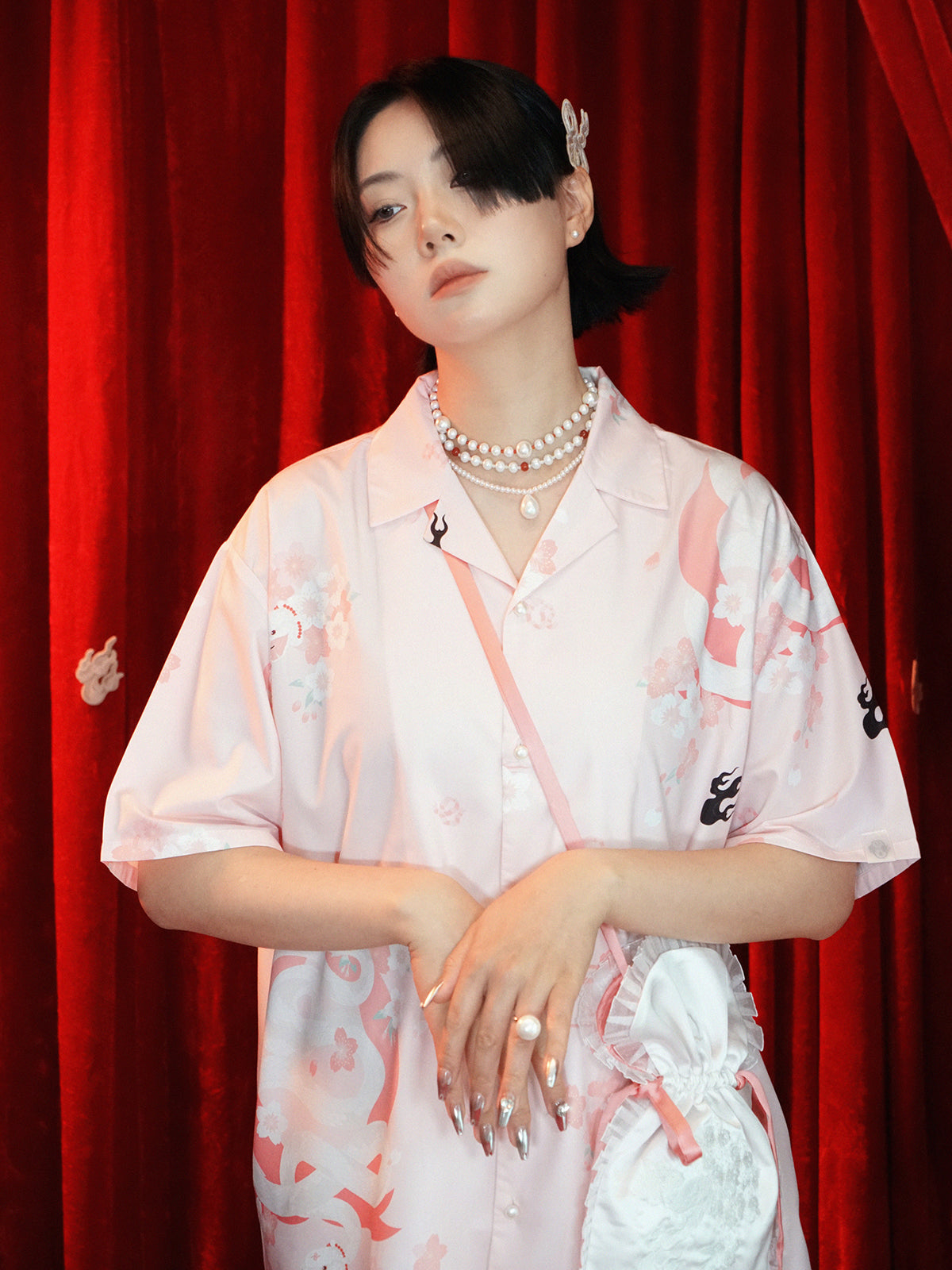 Lace Draw String Sticker Retro Poach