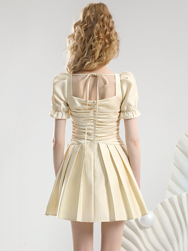Candy-Sleeve Gather Frill Lace Princess Short Pleats One-Piece