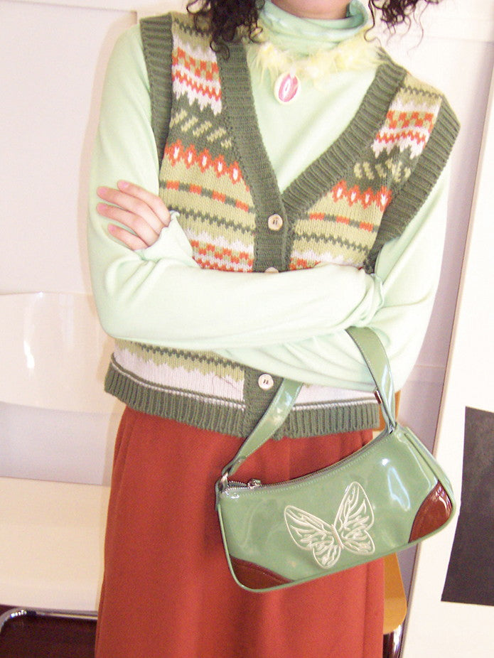 Emaille Smooth Butterfly Leder Compact Hand-Bag