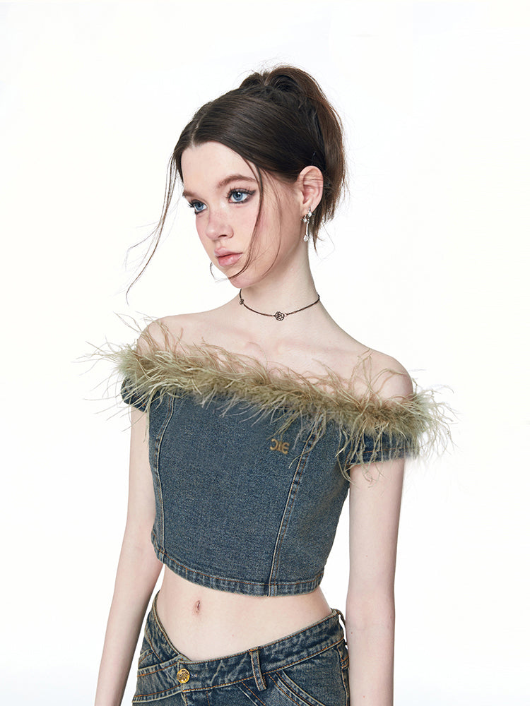 데님 모피는 니치 탑 & 바지를 사라졌다