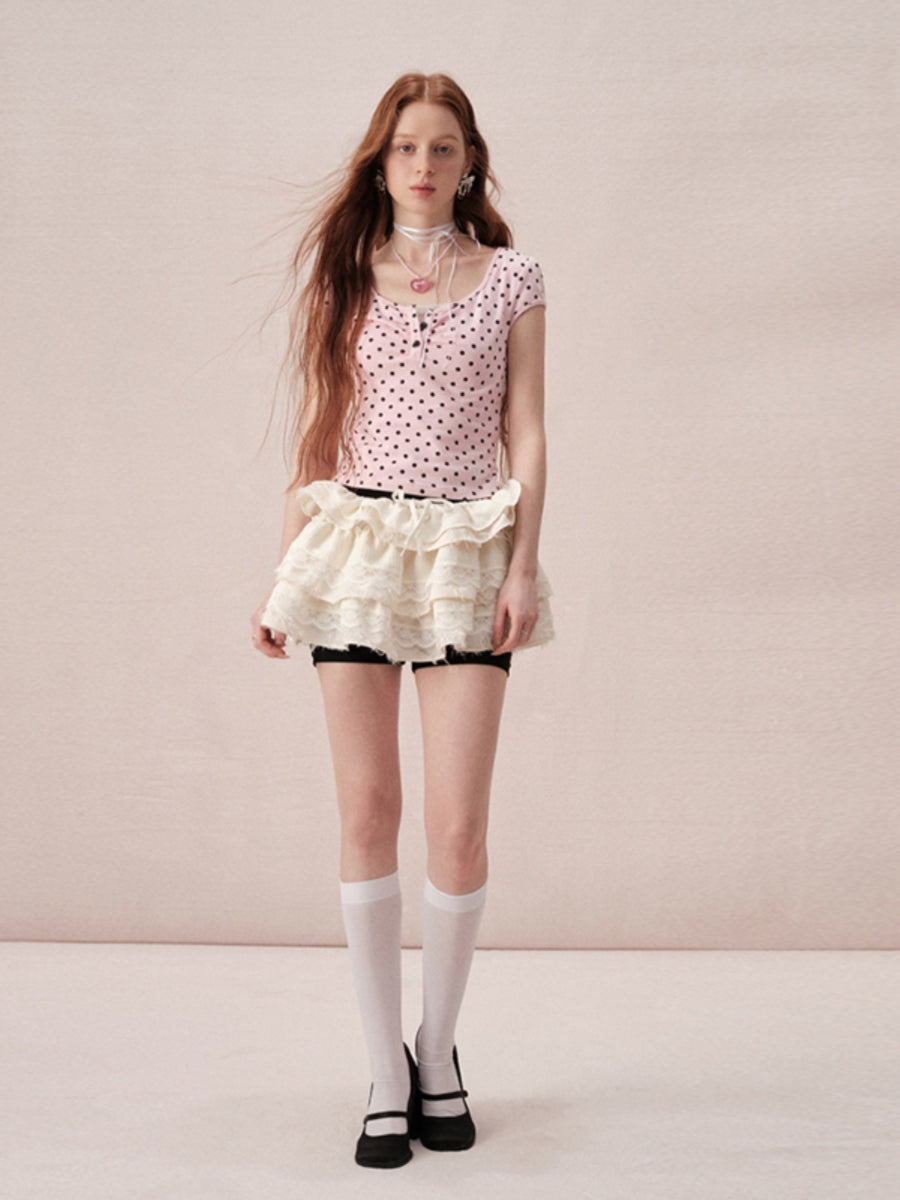 Tiered Lace Feminine Short Frill Mini-Skirt