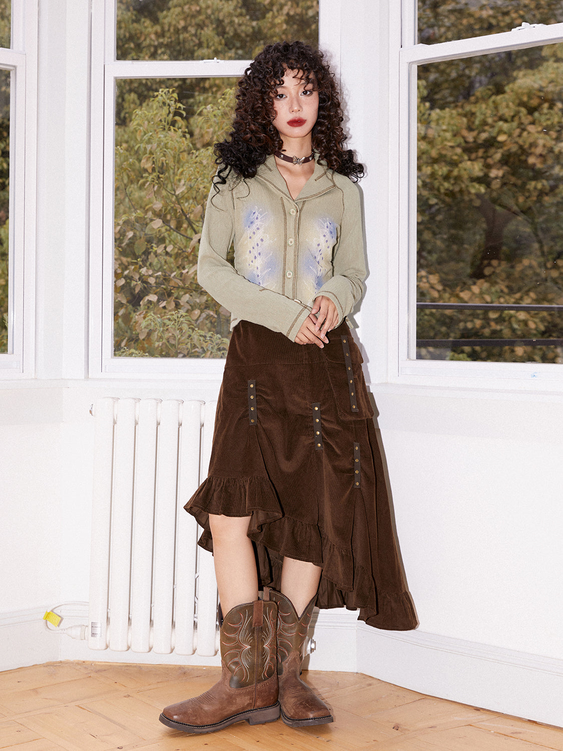 Retro Knit Thin Slim Button Tops