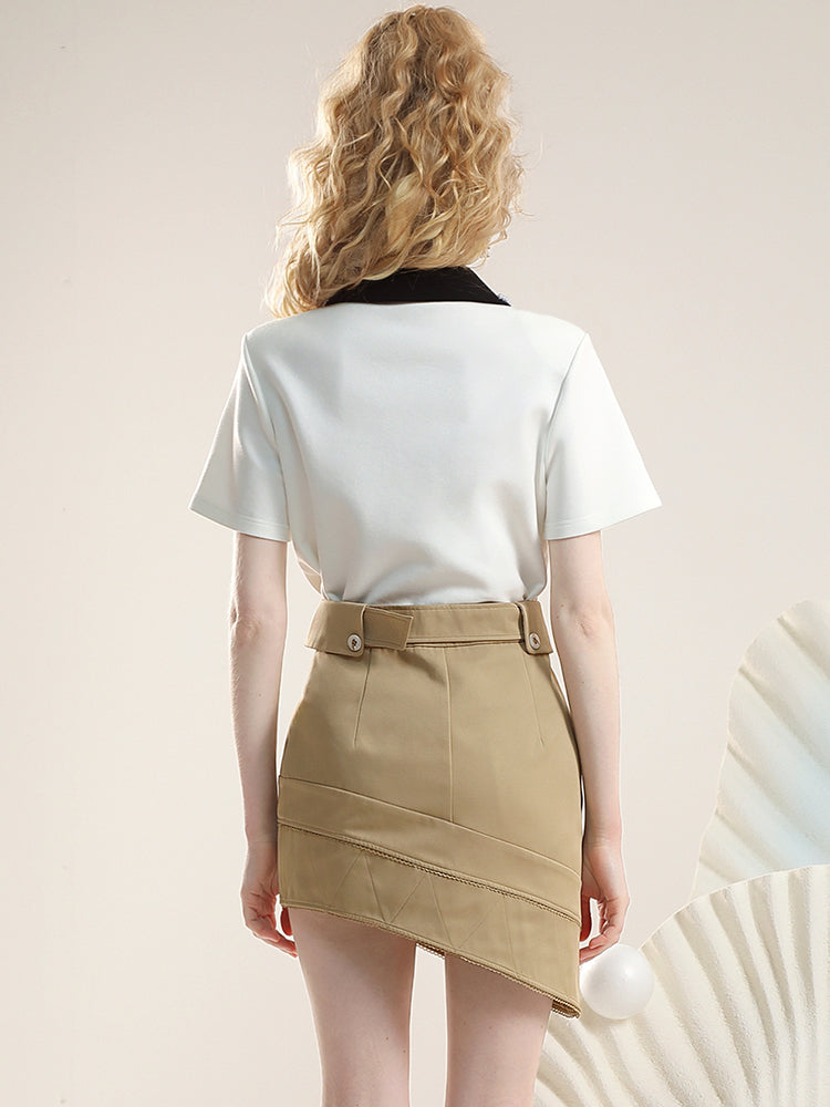 Set-Up Butterfly Rope Casual Pearl Tops&Wrap-Skirt