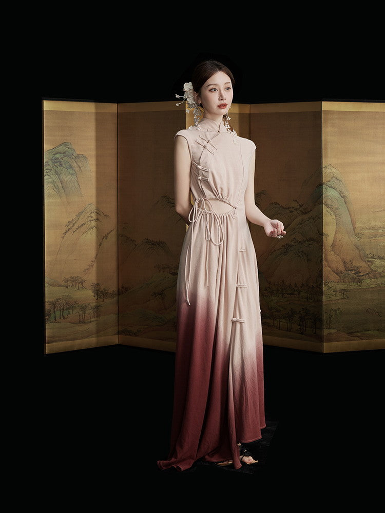China Drawstring Cut Sexy Gradation Long Dress
