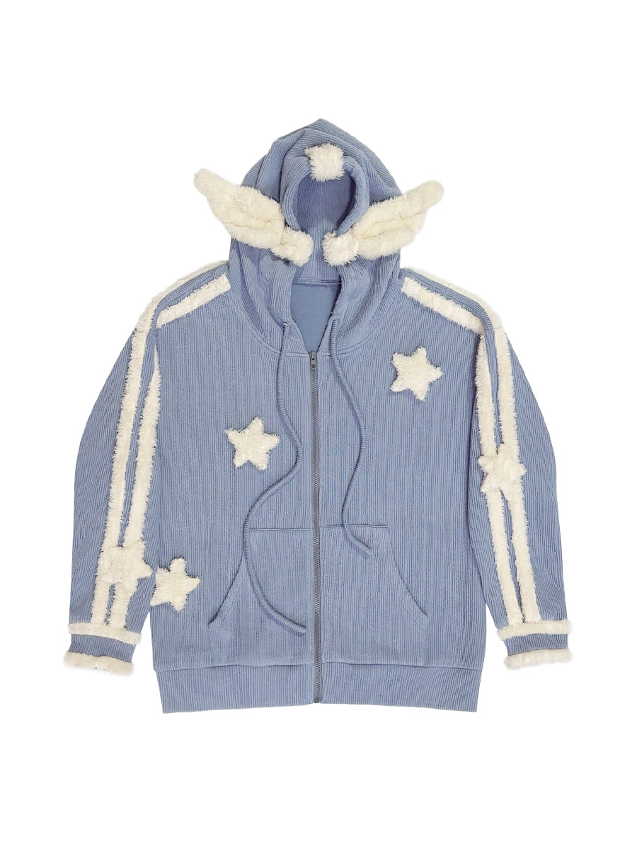 Star Boa Hoodie Knit Fancy Parka