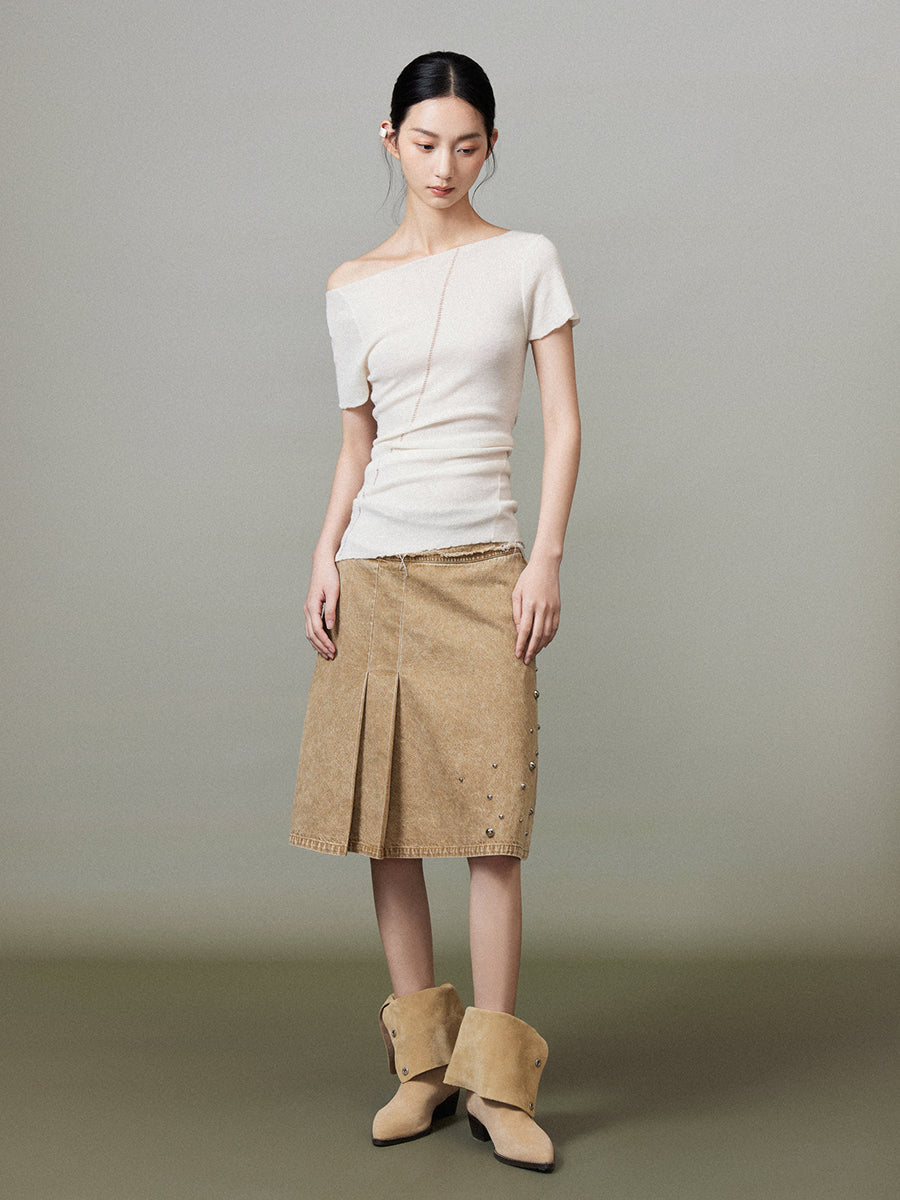 One-Shoulder Asymmetry Tight Simple Cutsew