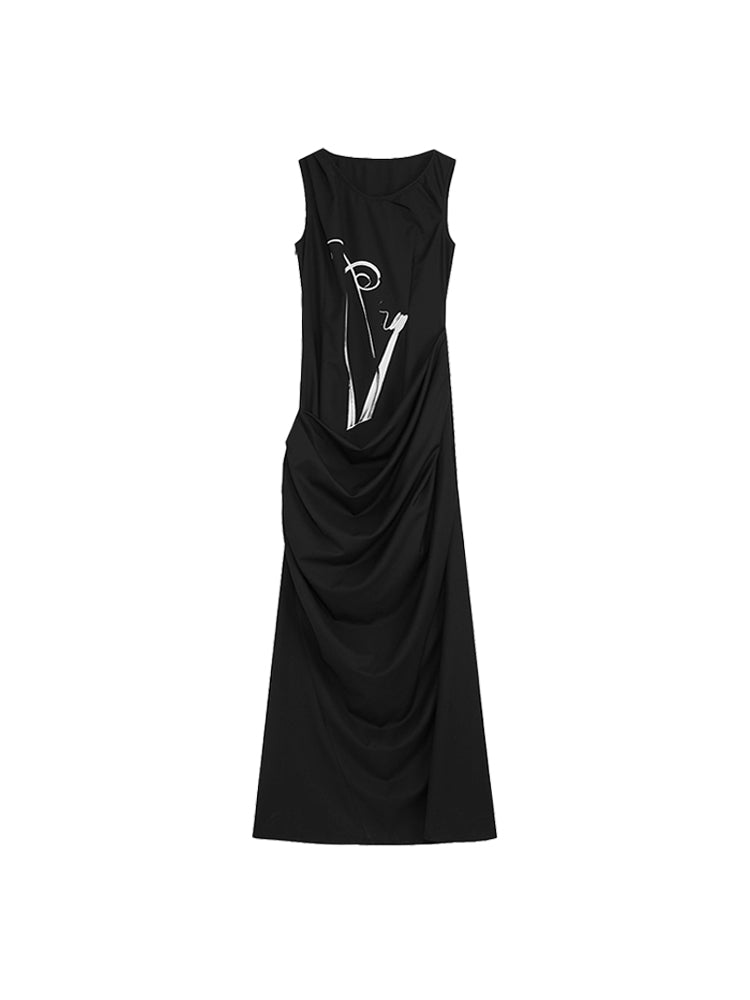 Drape Silhouette Long Nichi Sleeveless One-piece