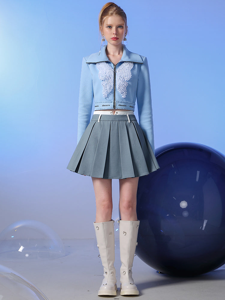 Box-Pleats Flare Casual Minirocke