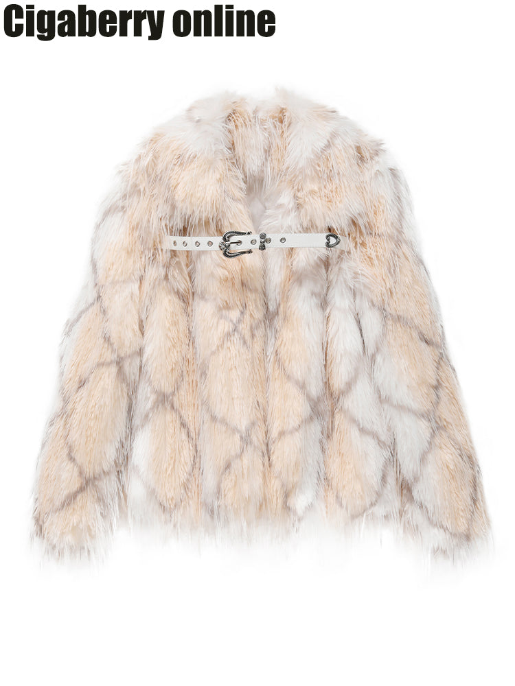 Elegant Belt Diamond Luxury Warm Occasion Fur-Jacket