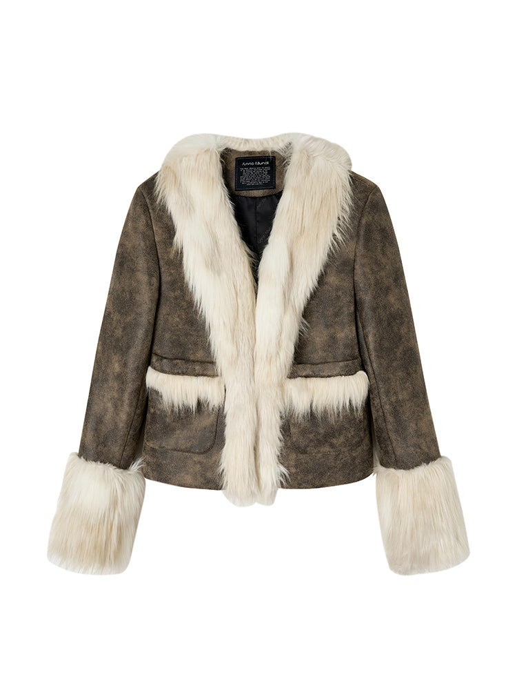 Fue & Leather Luxury 고급 레트로 캐주얼 재킷