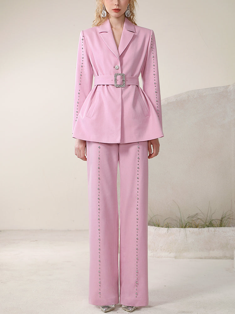 Metal Bijou High-End Set-Up Suit Loose Classy Jacaket&Pants