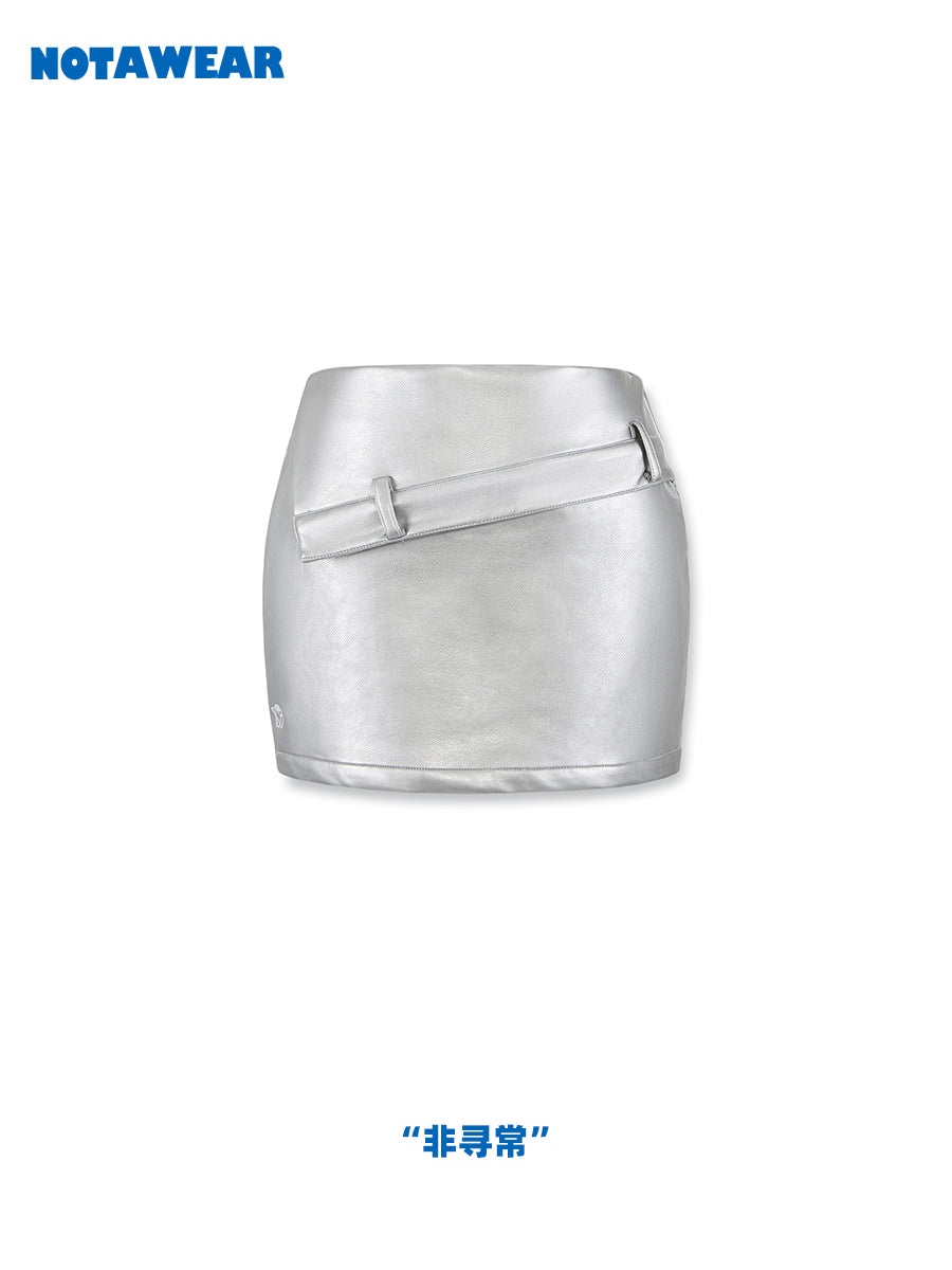 금속 가죽 니치 꽉 쿨 미니 스커트