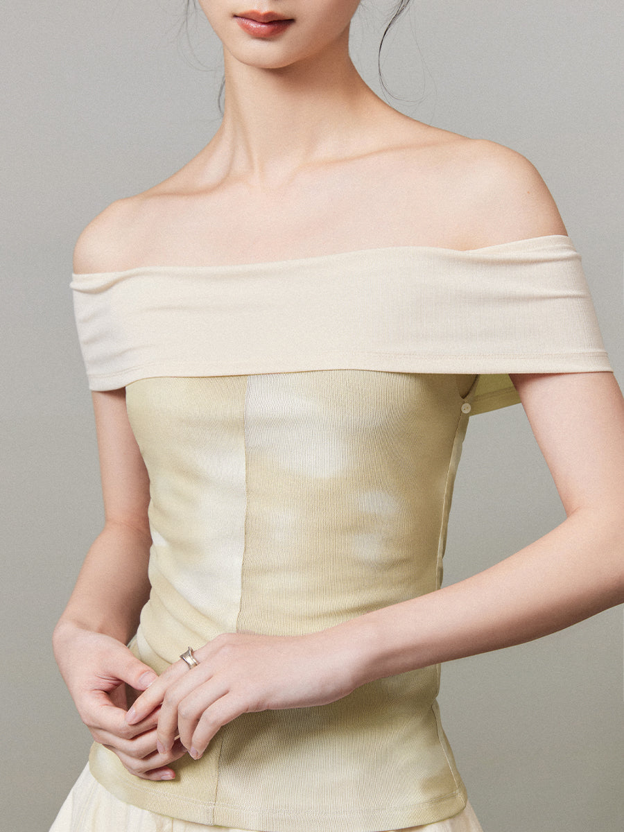 타이 염색기 그라데이션 팔 코버 오프 숄더 탑