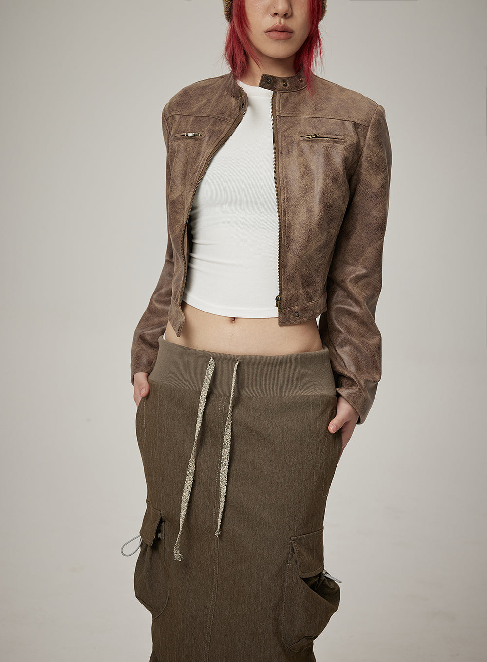 가죽 쿨 쇼트 슬림 재킷