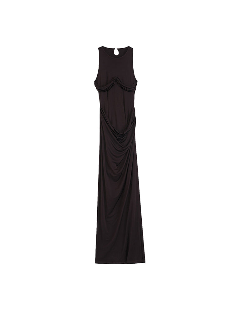 Elegant Drape Long Slim Simple One-Piece