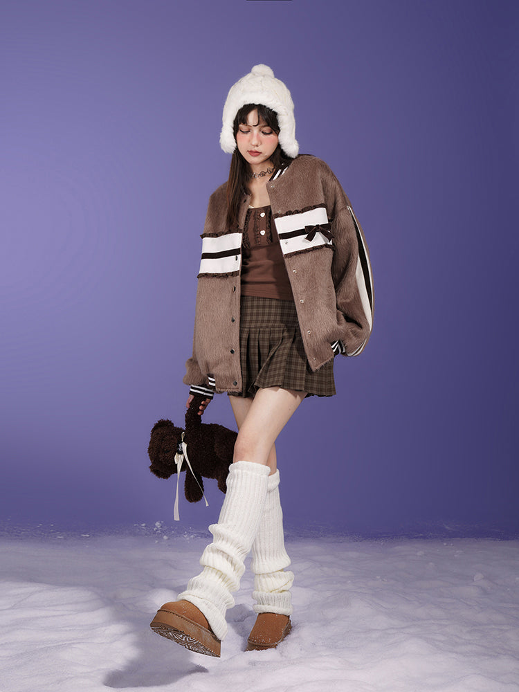 Retro Stadium-Jumper Casual Boa-Blouson Retro Stadium-Jumper