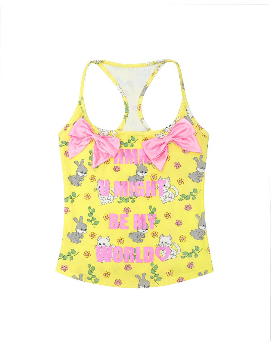 Ribbon Vivid Fancy Cat Rabbit Camisole