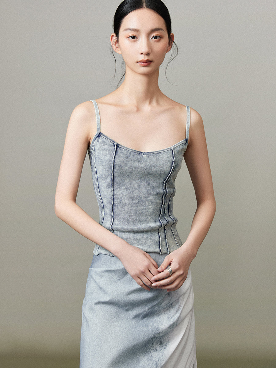 Faded Denim Retro Tight Camisole