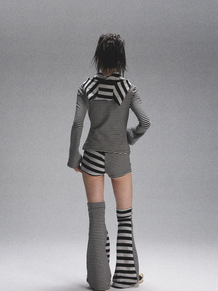 Border Cat-Ear Cute Long-Sleeve Thin Tight Fkare-Sleeve Praka