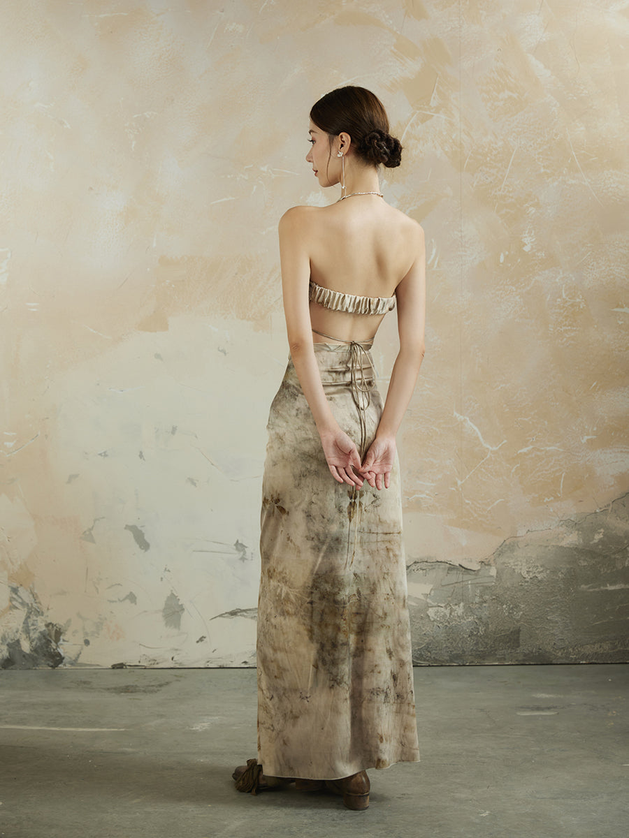 Gradation Speckled Elegant Wrap Nichi Long-Skirt