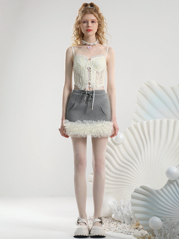 Tulle Docking Nichi Sweat Casual Short-Skirt