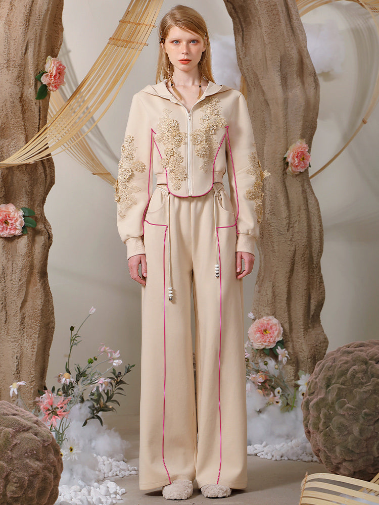 스웨트 자수 스포츠 릴랙스 파카 & 팬츠