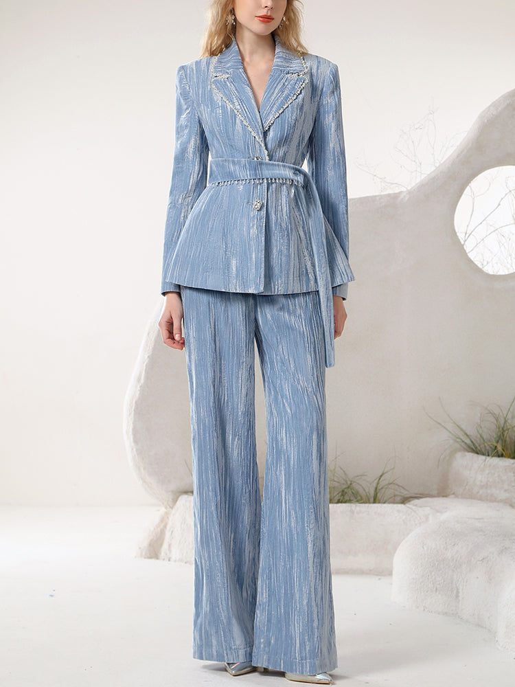 Velvet Suit Luxury Loose Retro Nichi Jacket&Wide-Pants