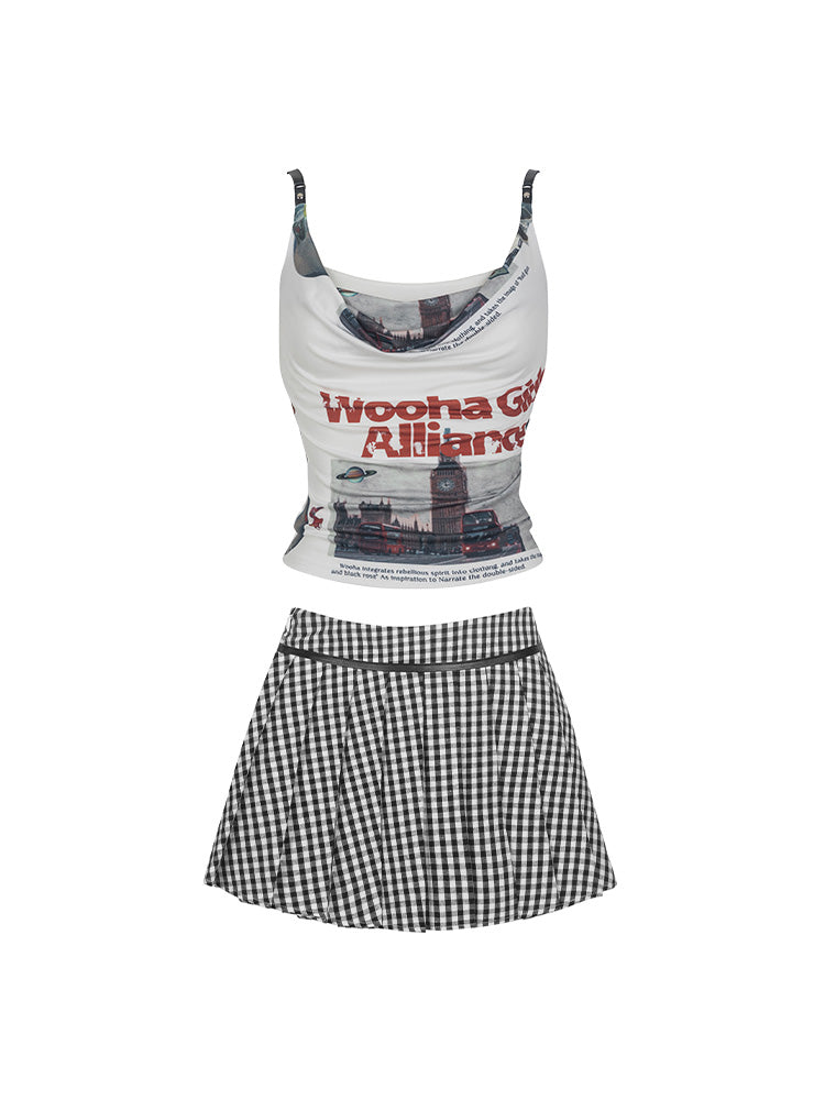 사진 점검 캐주얼 카미솔 및 스커트