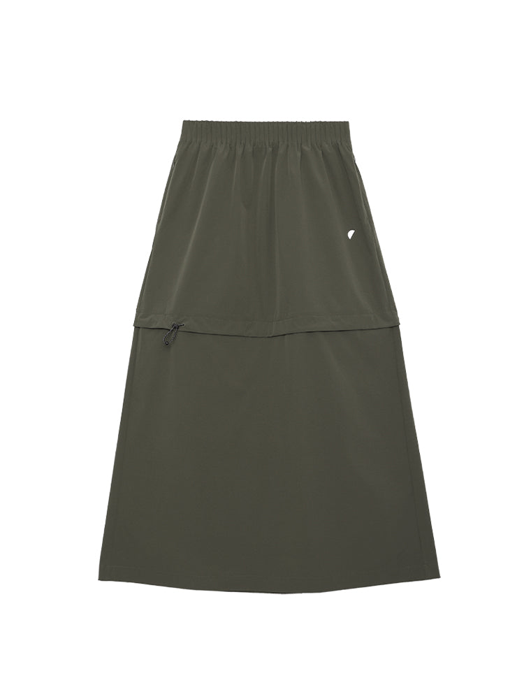 Drawstring A-Line Casual Long-Skirt