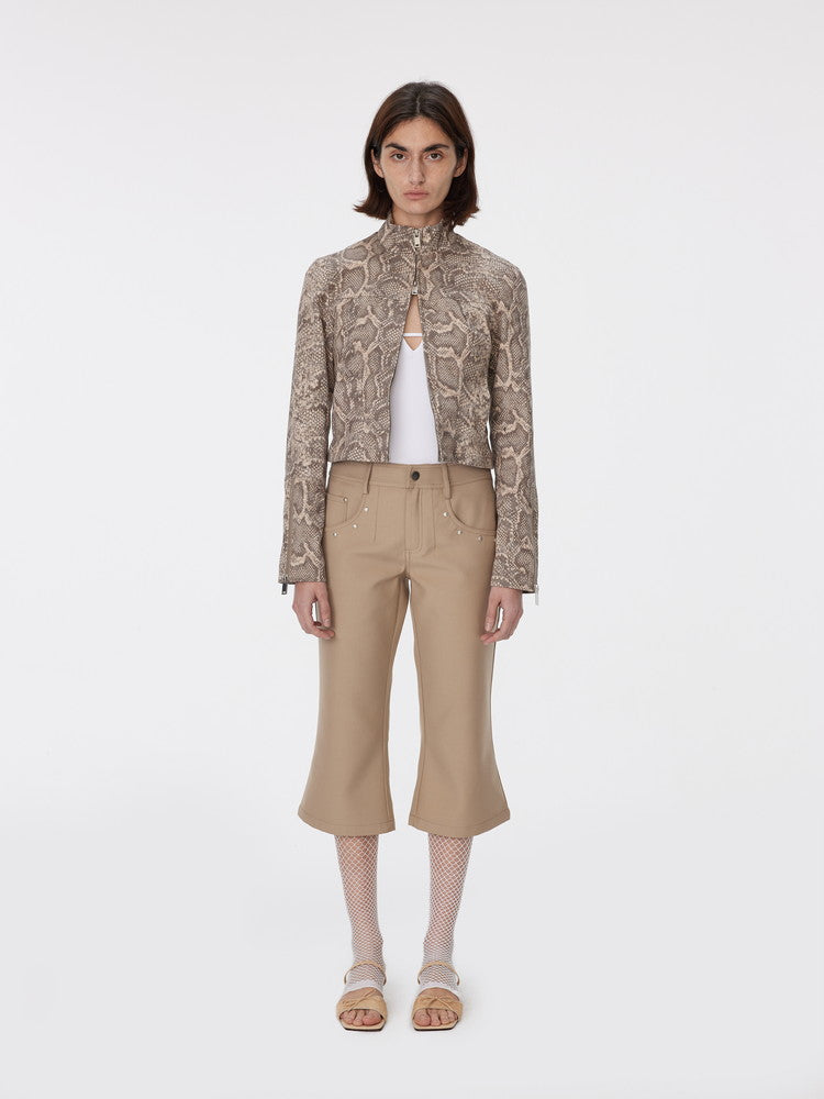 Studs Flare Casual Plain Simple Half-Pants
