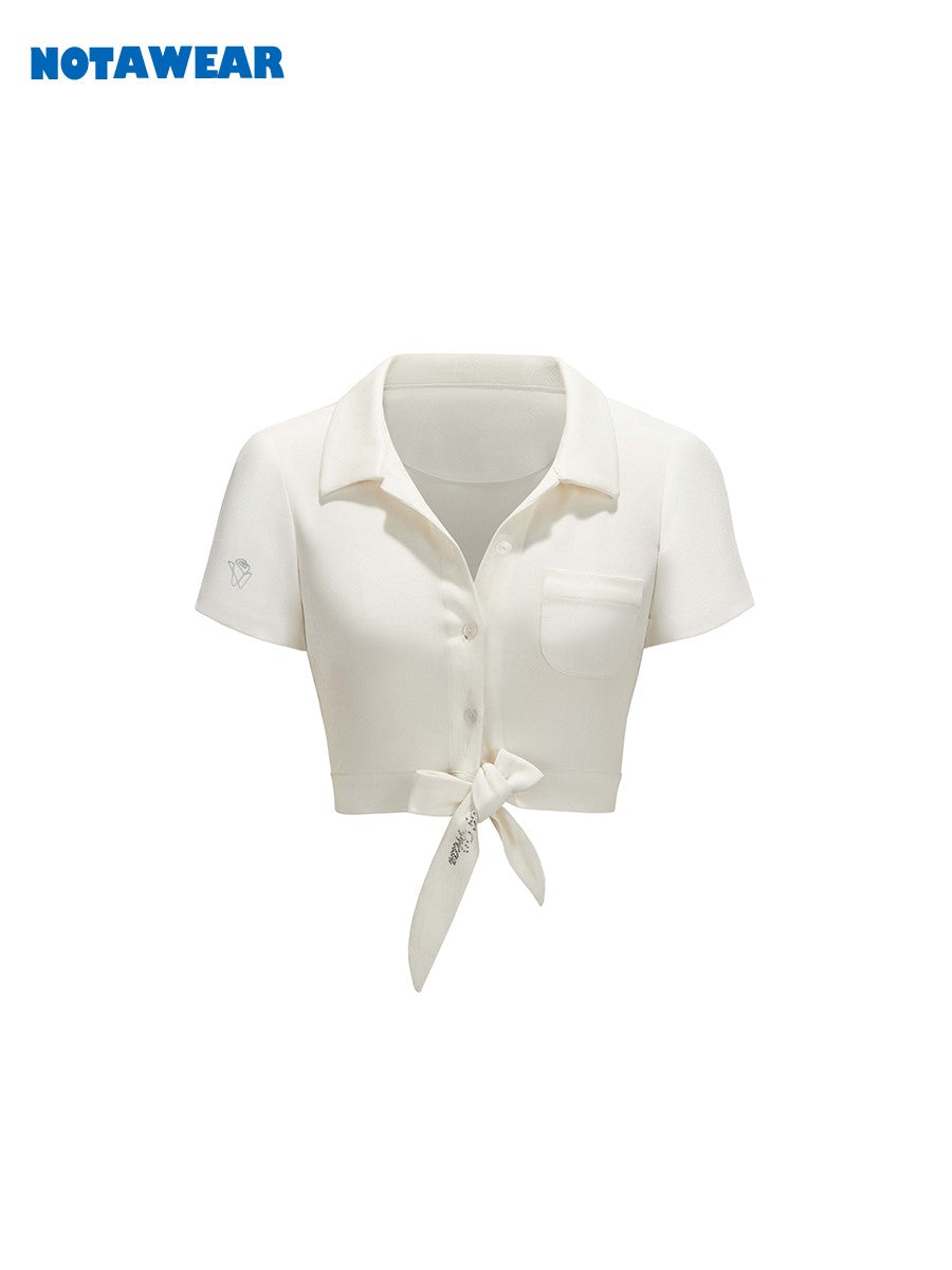 리본 캐주얼 자른 봄과 여름 탑