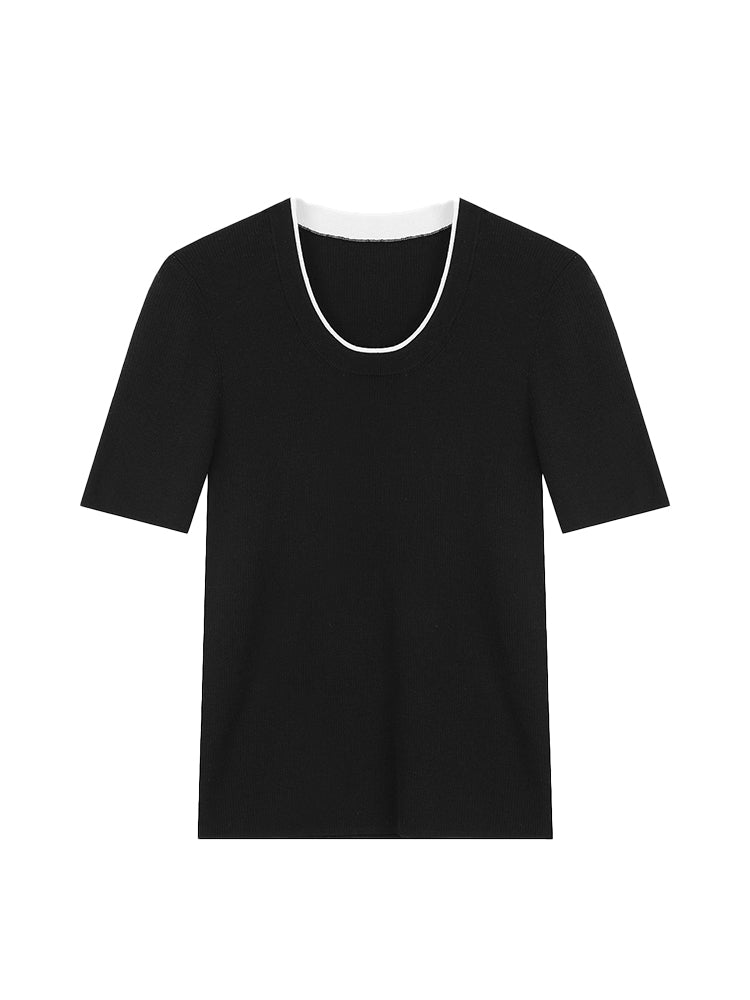 Contrast Chic Simple T-Shirt