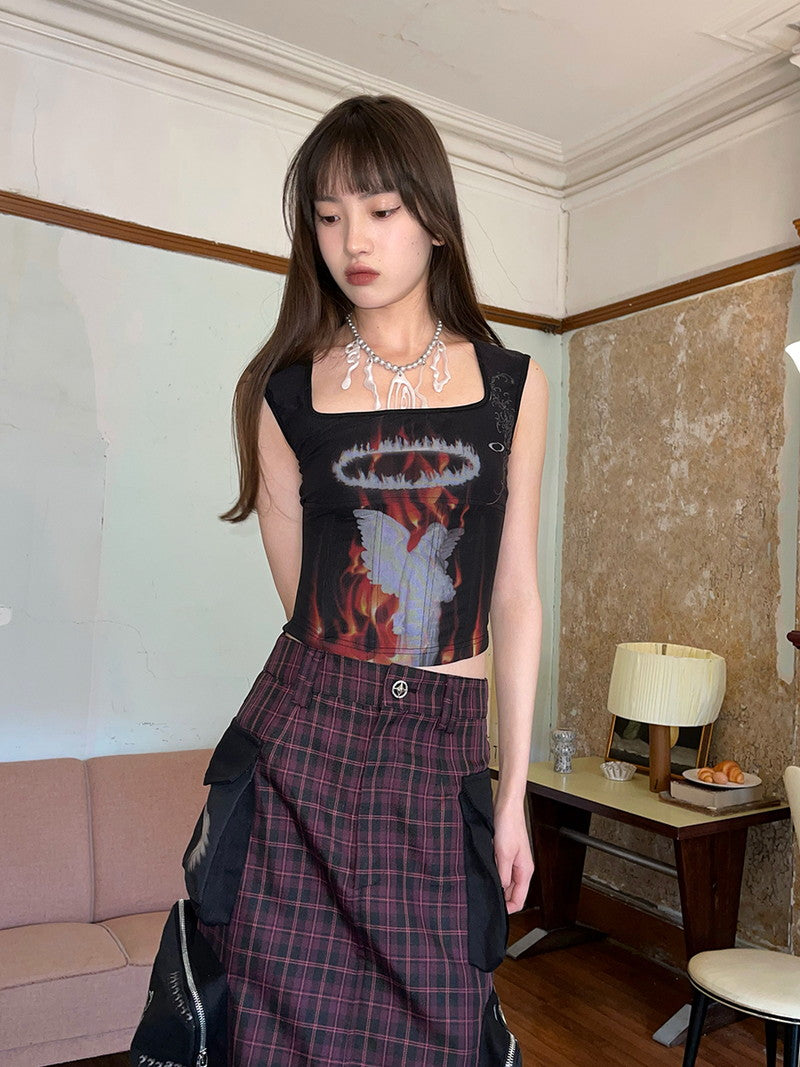 Fire Angel Back-Open Sleeveless Tops