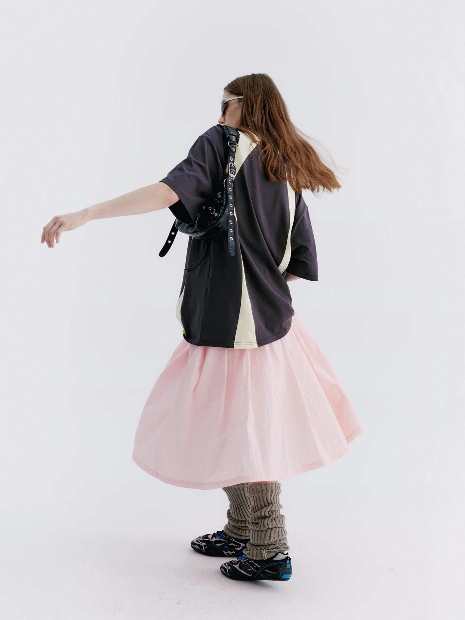 Plis évasé naturel simple skirt long