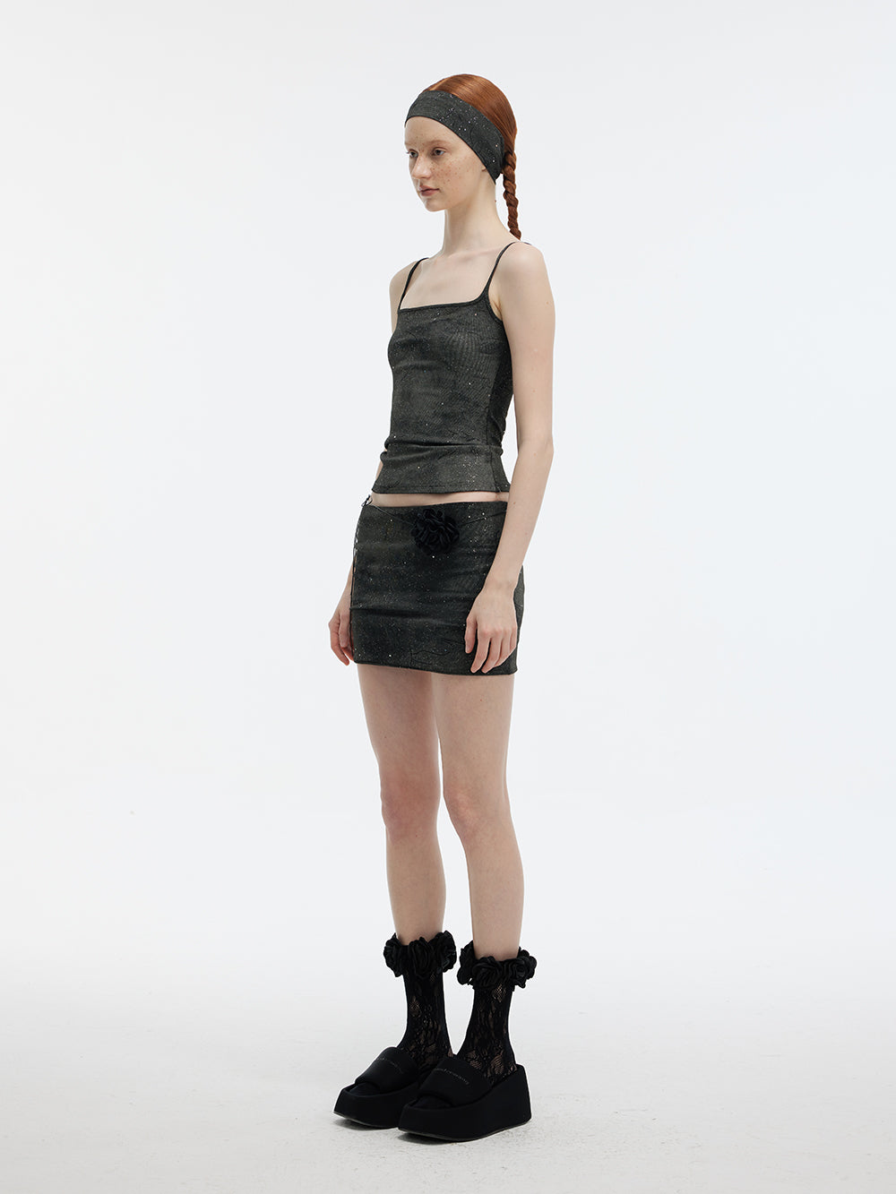 Bijou Glitter Slim Camisole&Mini-Skirt