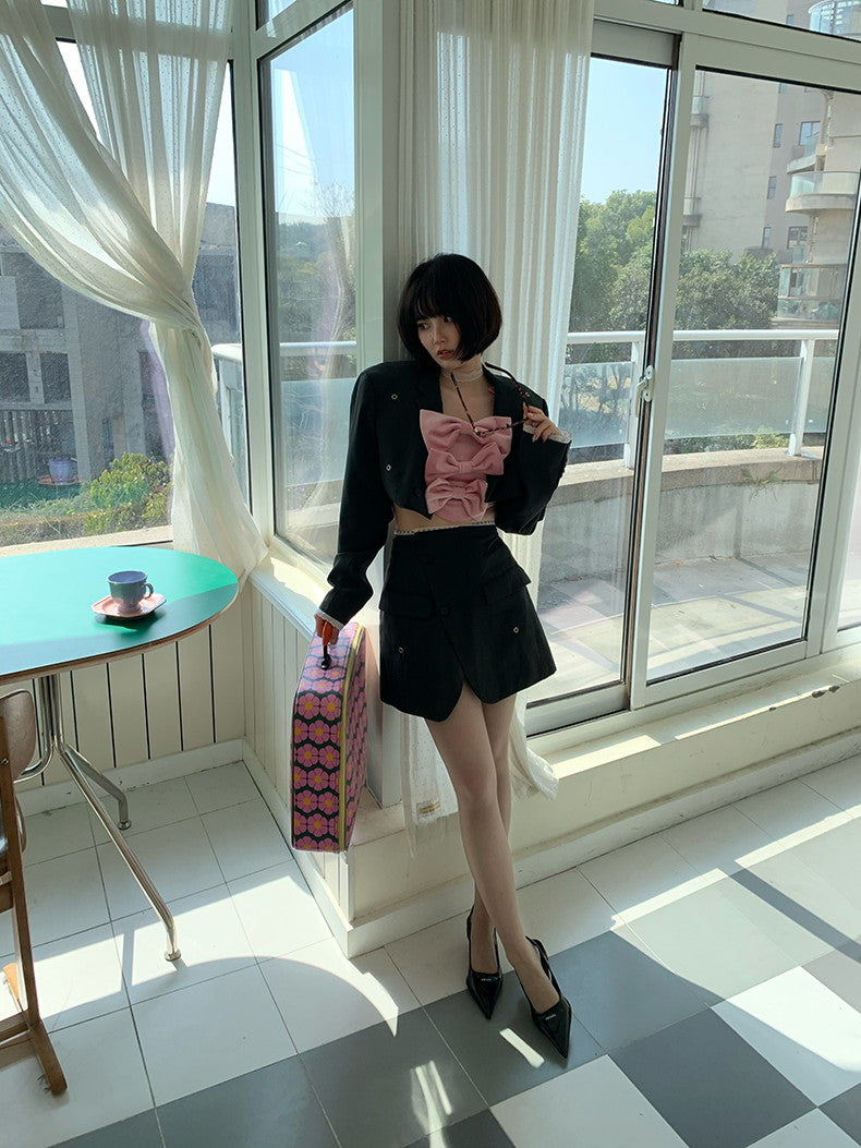 Simple Modern Plain Short-Jacket&Minis-Kirt