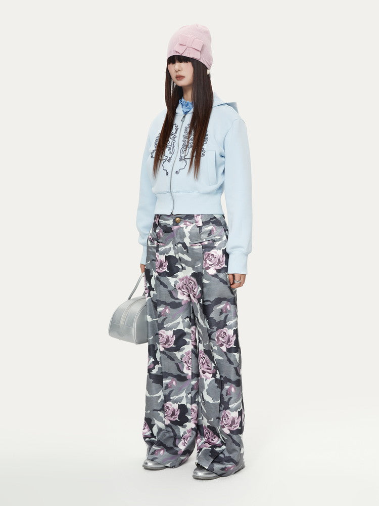 Hoodie Flower Casual Sweat Short Parka