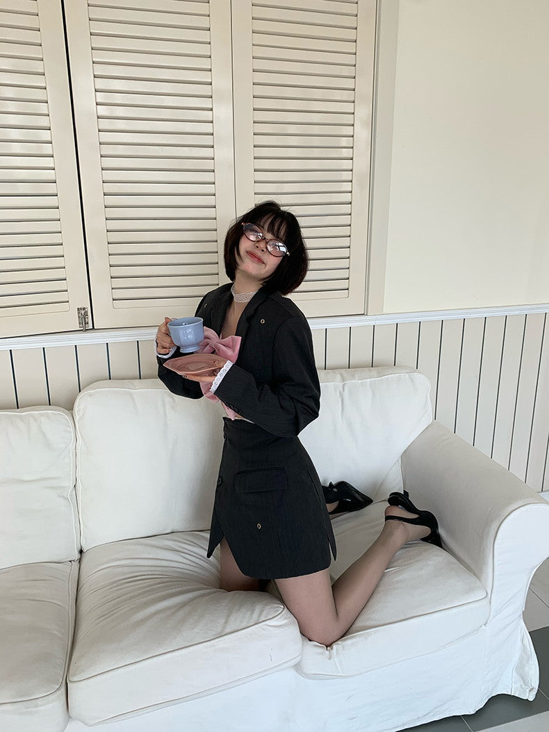 Simple Modern Plain Short-Jacket&Minis-Kirt